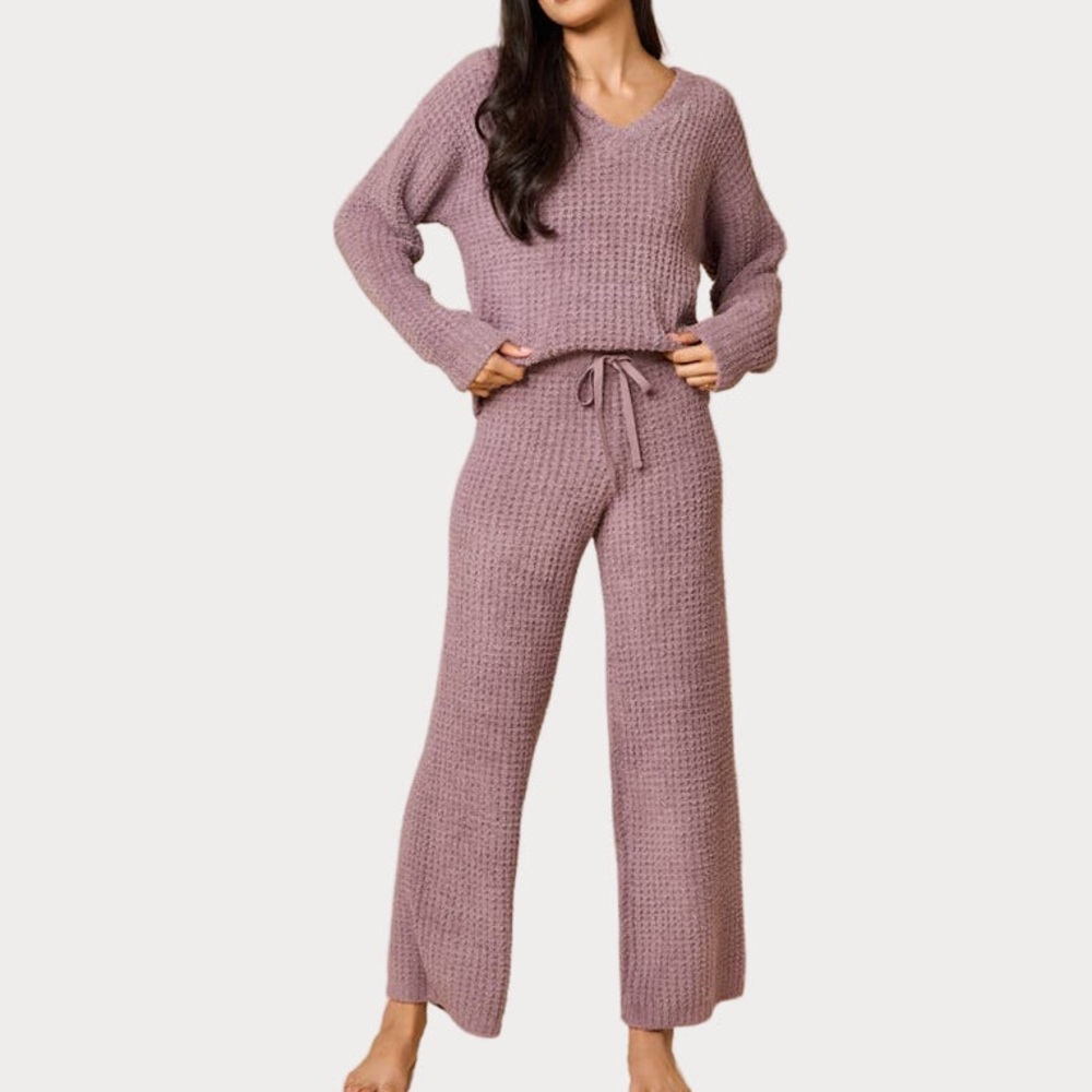 Softies Cozy Knit Loungewear Set in Mauve